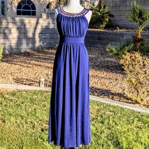 Sandiva Royal Blue Embellished Sleeveless Long Maxi Dress Sz Sm MISSING 1-JEWEL